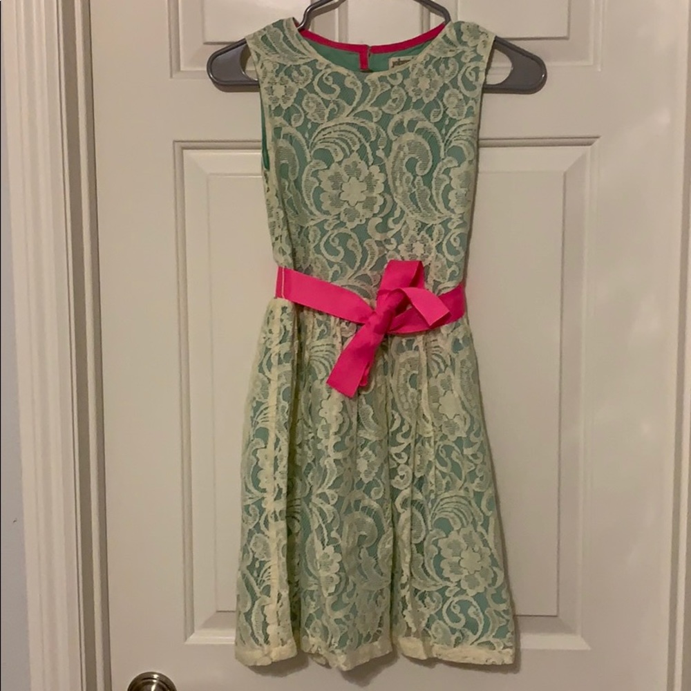 Girls Mint Green Lace Dress